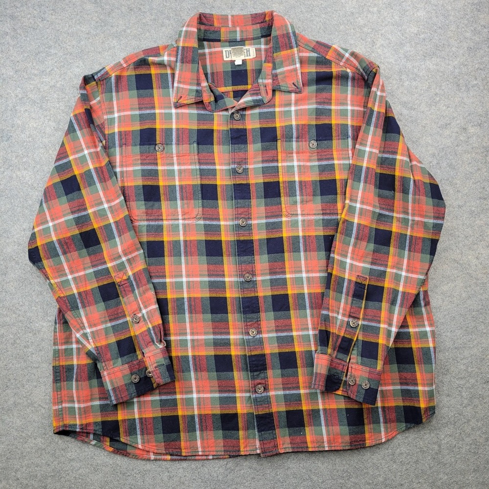 Duluth Trading Shirt Mens 2XL Plaid Flannel Button Front‎ Long Sleeve Work Heavy
